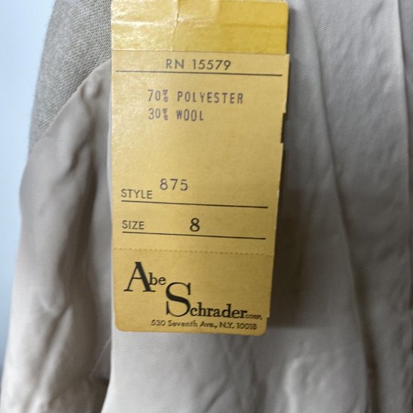 Vintage 1970’s Abe Schrader Wool Dress Suit Mohair Jacket Tan Belted NEW midi - Picture 10 of 10